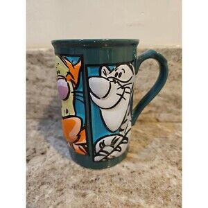 Disney Store Tigger 3D Raised Green Coffee Mug Large 16 oz Cup Many Faces